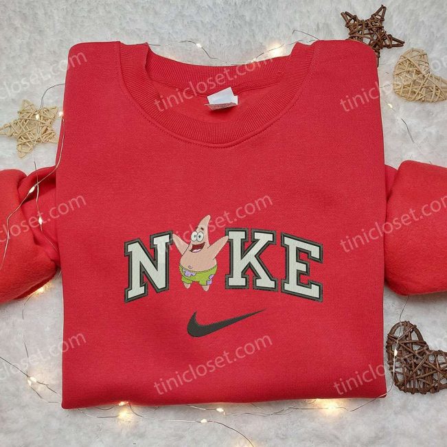 Nike x Patrick Star Embroidered Sweatshirt SpongeBob SquarePants 4D Cartoon Shirt| soulcals.com