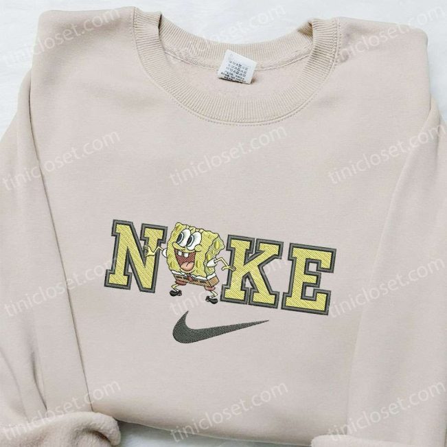 Nike x SpongeBob SquarePants Cartoon Sweatshirt Disney Characters Hoodie Custom Embroidered T-shirt| soulcals.com
