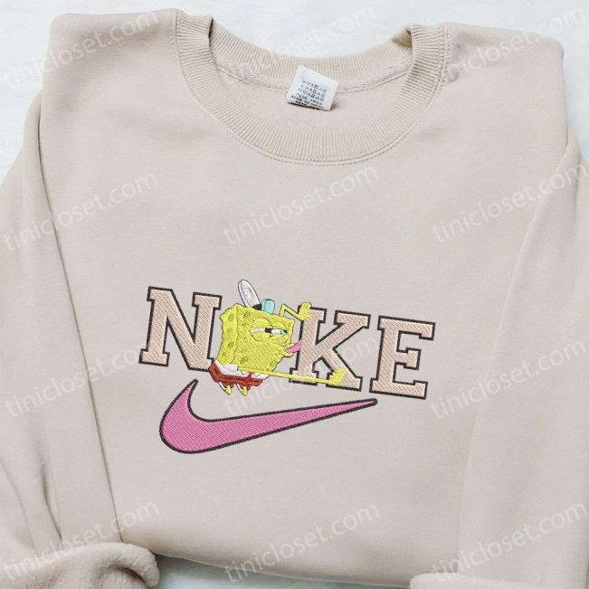 Exclusive SpongeBob SquarePants x Nike Embroidered Sweatshirt Disney Hoodie & Custom T-shirt| soulcals.com