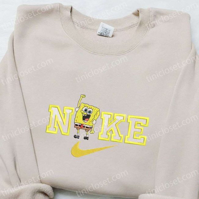 Spongebob x Nike Cartoon Embroidered Shirt Best Nike Inspired T-shirt Perfect Family Gift| soulcals.com