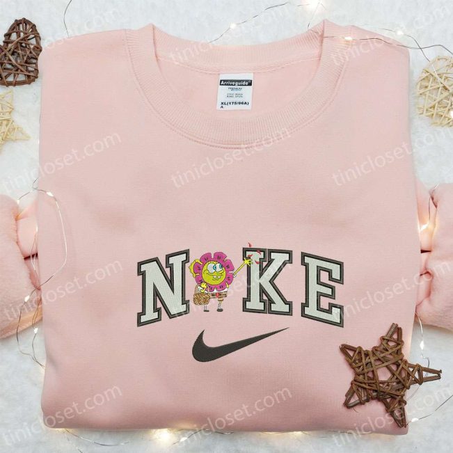 SpongeBob x Nike Embroidered Sweatshirt Cartoon Flower Shirt Best Gift| soulcals.com