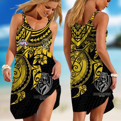 AFL Richmond Tigers  Polynesian Sleeveless Summer Beach Sundress for Women