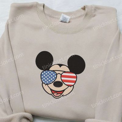 Show off your patriotic pride with America Glasses x Mickey Embroidered Shirt the best Disney patriotic shirt | soulcals.com