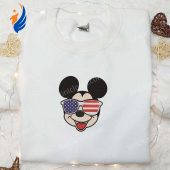 America Mickey Mouse With Glasses Embroidered Shirt Disney Embroidered Shirt Best Patriotic Shirts 1.jpg - demo10