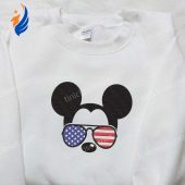America Mickey Mouse With Glasses Embroidered Shirt Disney Embroidered Shirt Best Patriotic Shirts.jpg - demo10