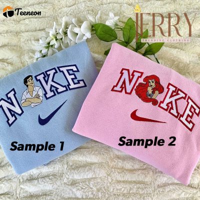 Ariel And Prince Eric Disney Nike Embroidered Sweatshirt| soulcals.com