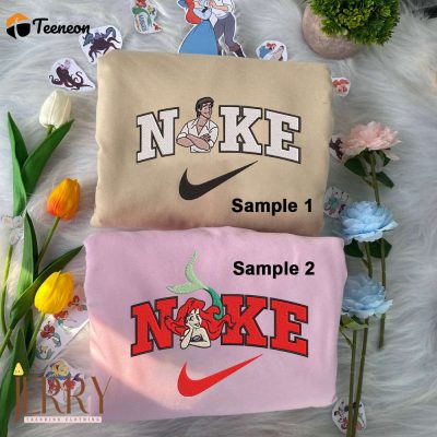 Ariel And Prince Eric The Little Mermaid Disney Nike Embroidered Sweatshirts| soulcals.com