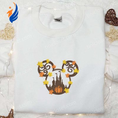 Autumn Leaf Fall Mickey Shirt Halloween Sweatshirt Disney Hoodie Embroidered Collection | soulcals.com