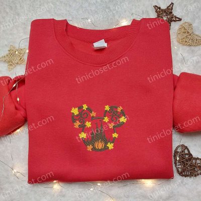 Autumn Leaf Fall Mickey Shirt Halloween Sweatshirt Disney Hoodie Embroidered Collection | soulcals.com