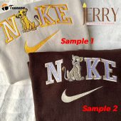 Baby Lion Couple Nike Embroidered Sweatshirt| soulcals.com