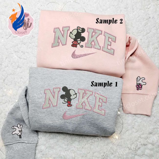 Adorable Baby Mickey & Minnie Kiss x Nike Couple Shirt + Disney Characters Hoodie & Valentine s Sweatshirt Embroidered Delights | soulcals.com