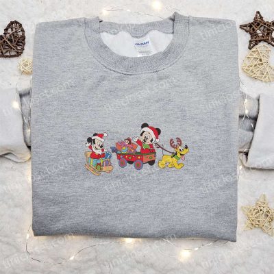 Baby Mickey Mouse Christmas Embroidered Sweatshirt Disney Characters Shirt Best Gift Ideas | soulcals.com