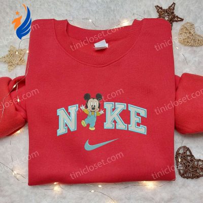 Baby Mickey Mouse Hey x Nike Embroidered Shirt Cute Cartoon Disney Tee | soulcals.com