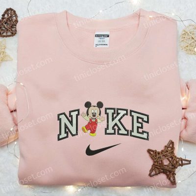 Adorable Baby Mickey x Nike Cartoon Embroidered Tshirt Disney & Nike Inspired Shirt | soulcals.com