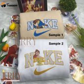 Belle Beauty And The Beast Disney Couple Nike Embroidered Sweatshirts| soulcals.com