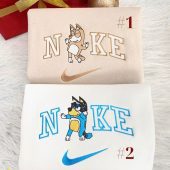 Stylish Bluey Bandit And Bingo Nike Sweatshirt with Embroidery, Get Yours Now| soulcals.com