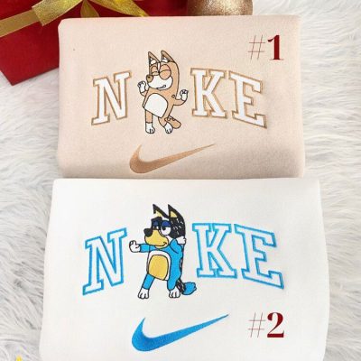 Stylish Bluey Bandit And Bingo Nike Sweatshirt with Embroidery, Get Yours Now| soulcals.com