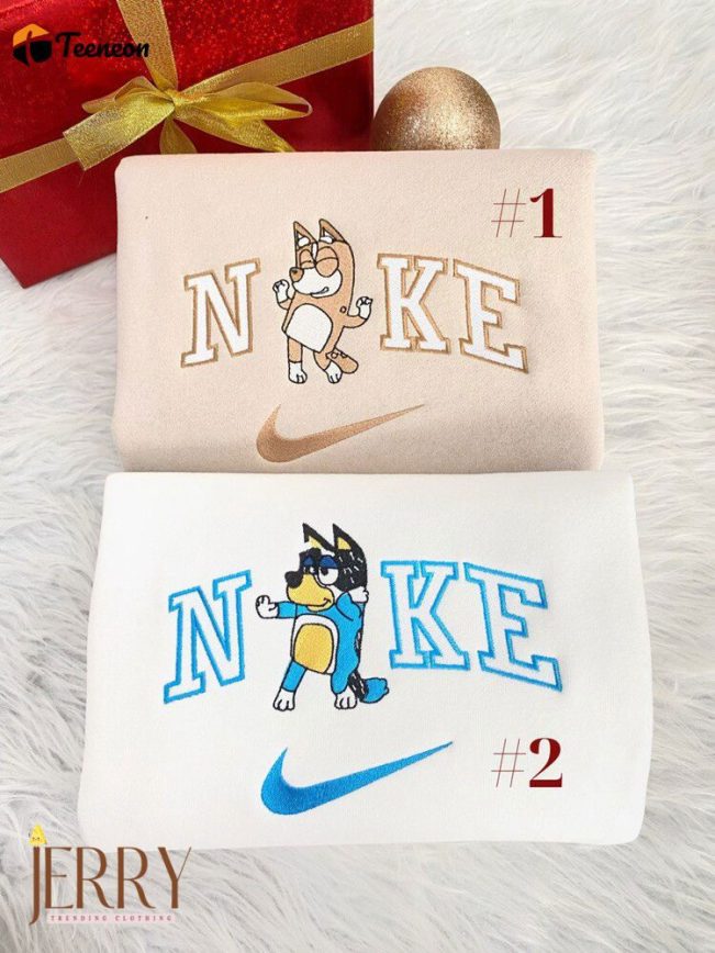 Stylish Bluey Bandit And Bingo Nike Sweatshirt with Embroidery, Get Yours Now| soulcals.com