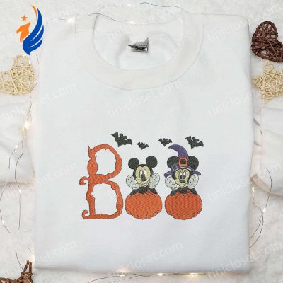 Spooky Boo Mickey Minnie Embroidered Shirt Disney Halloween Gift Ideas | soulcals.com