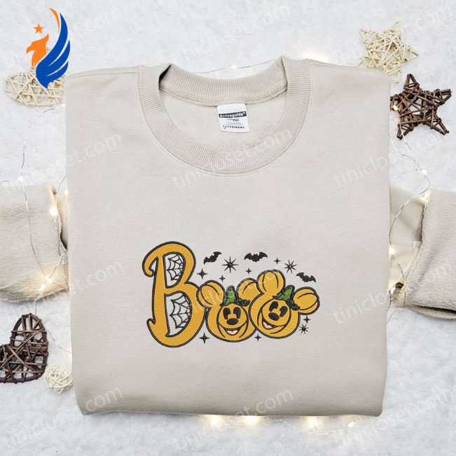 Boo Mickey Minnie Pumpkin Embroidered Shirt Spooky Disney Halloween Gift Idea | soulcals.com
