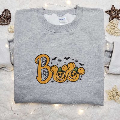 Spooky Boo Mickey Minnie Pumpkin Embroidered Shirt Disney Halloween Gift Ideas | soulcals.com