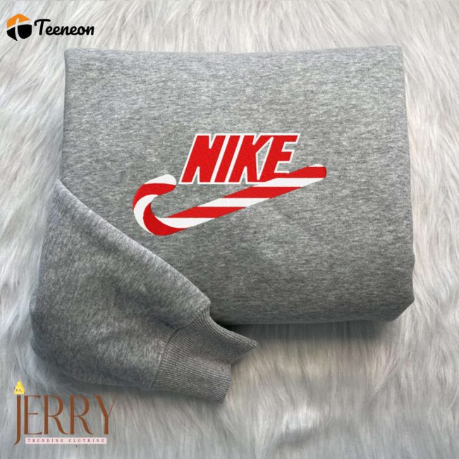 Candy Christmas Nike Embroidered Sweatshirt| soulcals.com