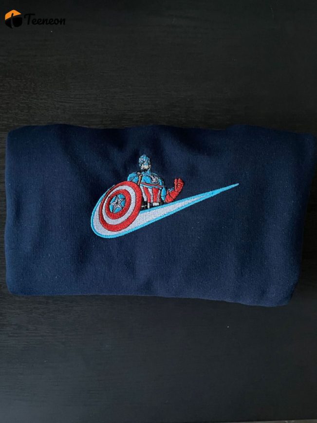 Captain America Marvel Nike Embroidered Sweatshirt| soulcals.com