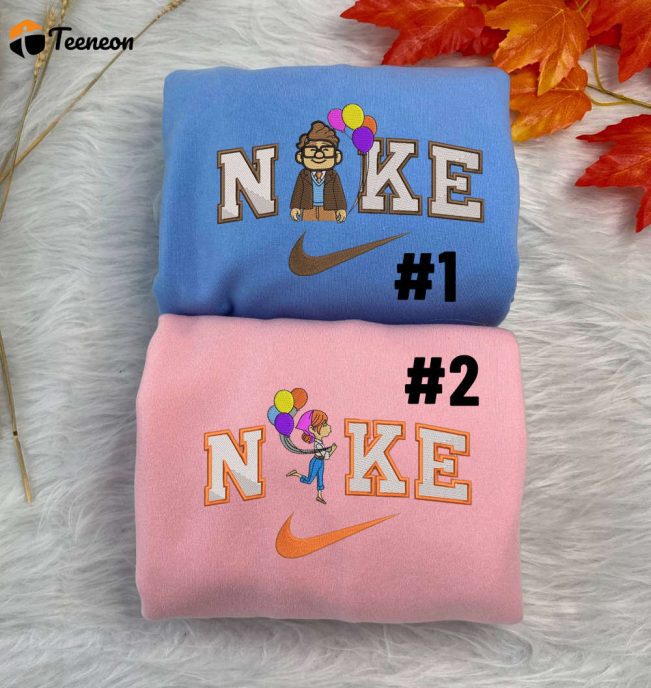 Carl And Ellie Up Disney Nike Embroidered Sweatshirts| soulcals.com