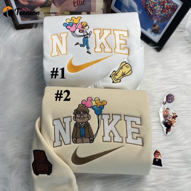 Carl And Ellie Up Disney Nike Embroidered Sweatshirts| soulcals.com