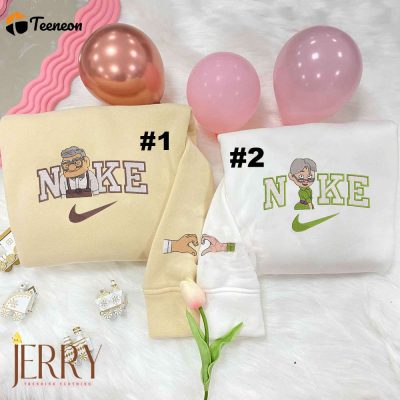 Carl And Ellie Up Movie Couple Disney Nike Embroidered Sweatshirts| soulcals.com