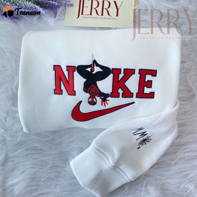 Cheap Miles Morales Spider man Nike Embroidered Matching Sweatshirt, Christmas Present For Couples| soulcals.com