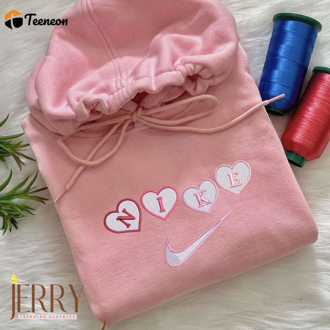 Affordable Nike Hearts Embroidered Sweatshirt for Valentine s Day, Perfect Gifts for Girlfriend Boyfriend| soulcals.com