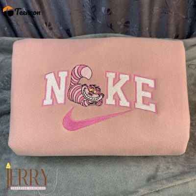 Disney Cheshire Cat Alice in Wonderland Nike Sweatshirt, Embroidered Wonderland Magic| soulcals.com