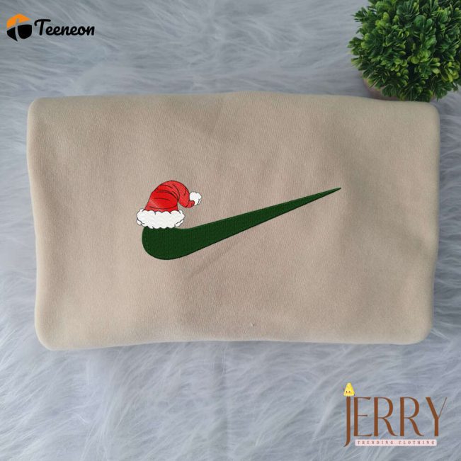 Christmas Hat Nike Embroidered Sweatshirt| soulcals.com