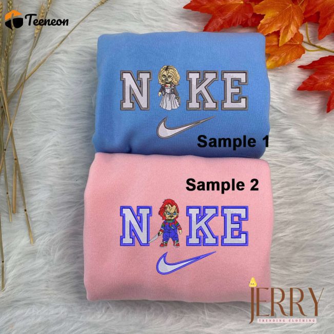 Chucky And Tiffany Nike Embroidered Shirt| soulcals.com
