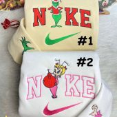 Cindy Lou Who And Grinch Christmas Nike Embroidered Sweatshirt| soulcals.com