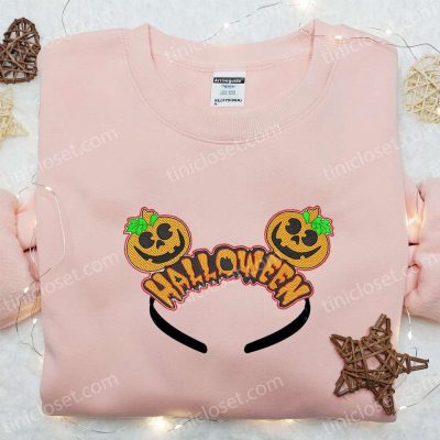 Spooktacular Halloween Mickey Mouse Ears Crown Embroidered Shirt Disney Magic | soulcals.com