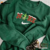 Cute Christmas Grinch Nike Embroidered Sweatshirt| soulcals.com