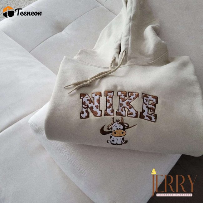Cute Cow Nike Embroidered Sweatshirt| soulcals.com