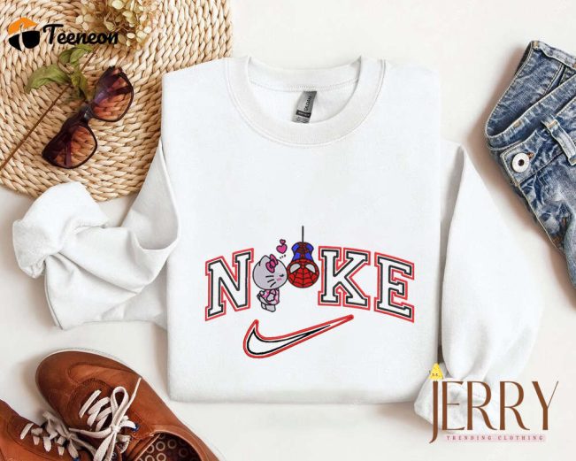 Cute Hello Kitty & Spiderman Nike Sweatshirt Perfect Valentine s Gift for Couples| soulcals.com
