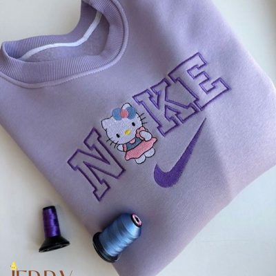 Cute Hello Kitty Nike Embroidered Sweatshirt| soulcals.com