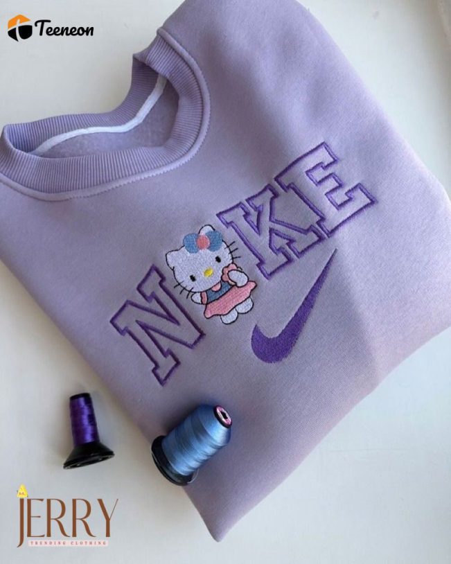 Cute Hello Kitty Nike Embroidered Sweatshirt| soulcals.com