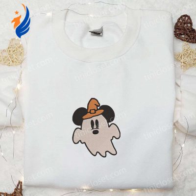 Cute Mickey Ghost Witch Hat Embroidered Shirt Happy Halloween Best Family Halloween Gift | soulcals.com