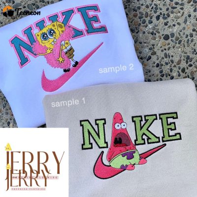 Cute SpongeBob And Patrick Nike Embroidered Sweatshirt| soulcals.com