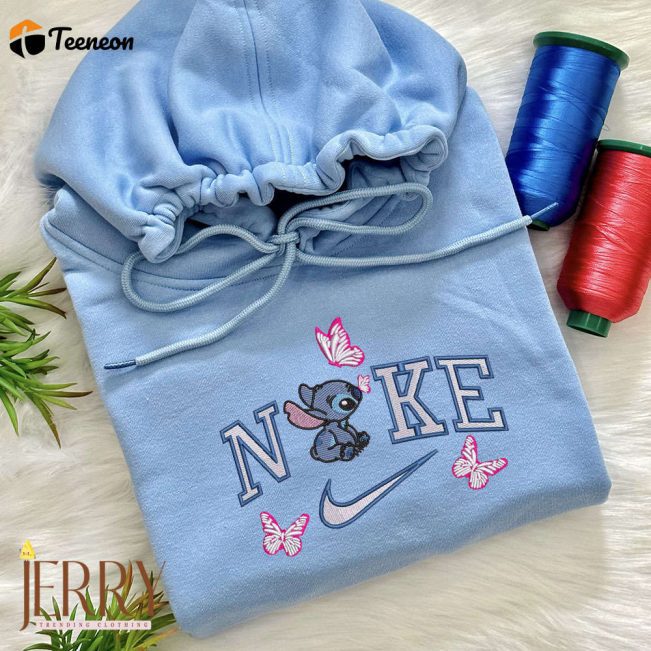 Cute Stitch Disney Nike Embroidered Sweatshirt & Matching Hoodies Stylish Disney Apparel| soulcals.com