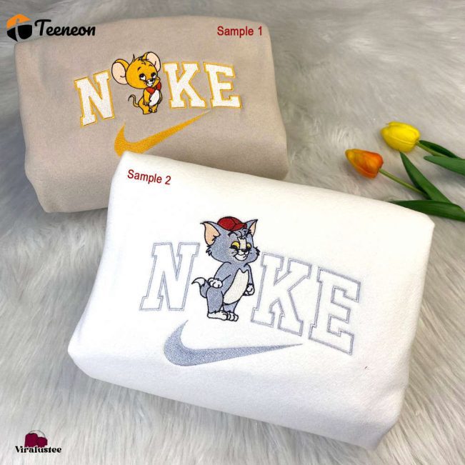 Cute Tom And Jerry Nike Embroidered Sweatshirts Unique Nike Embroidery for Stylish Matching Outfits| soulcals.com