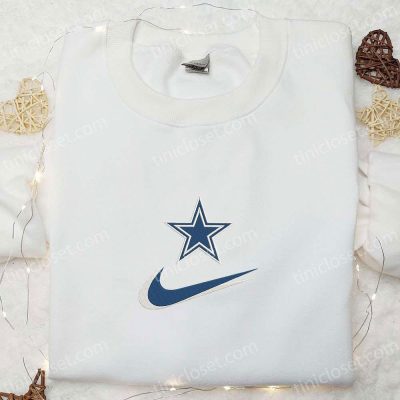 Dallas Cowboys x Nike Swoosh Embroidered Shirt & Hoodie B Gift for Men Women NFL Sports Gift Ideas| soulcals.com