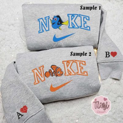 Dory & Nemo x Nike Embroidered Couple Shirt Disney Finding Nemo Shirt Nike Inspired Hoodie| soulcals.com