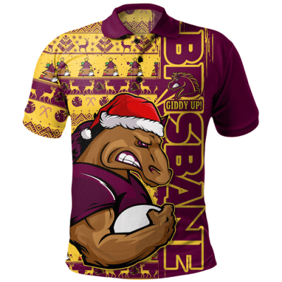 Brisbane Broncos Polo Shirt Merry Ugly Xmas Nordic Pattern Style