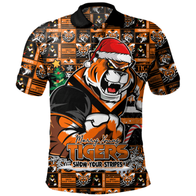 Wests Tigers Polo Shirt Merry Ugly Christmas Comic Style